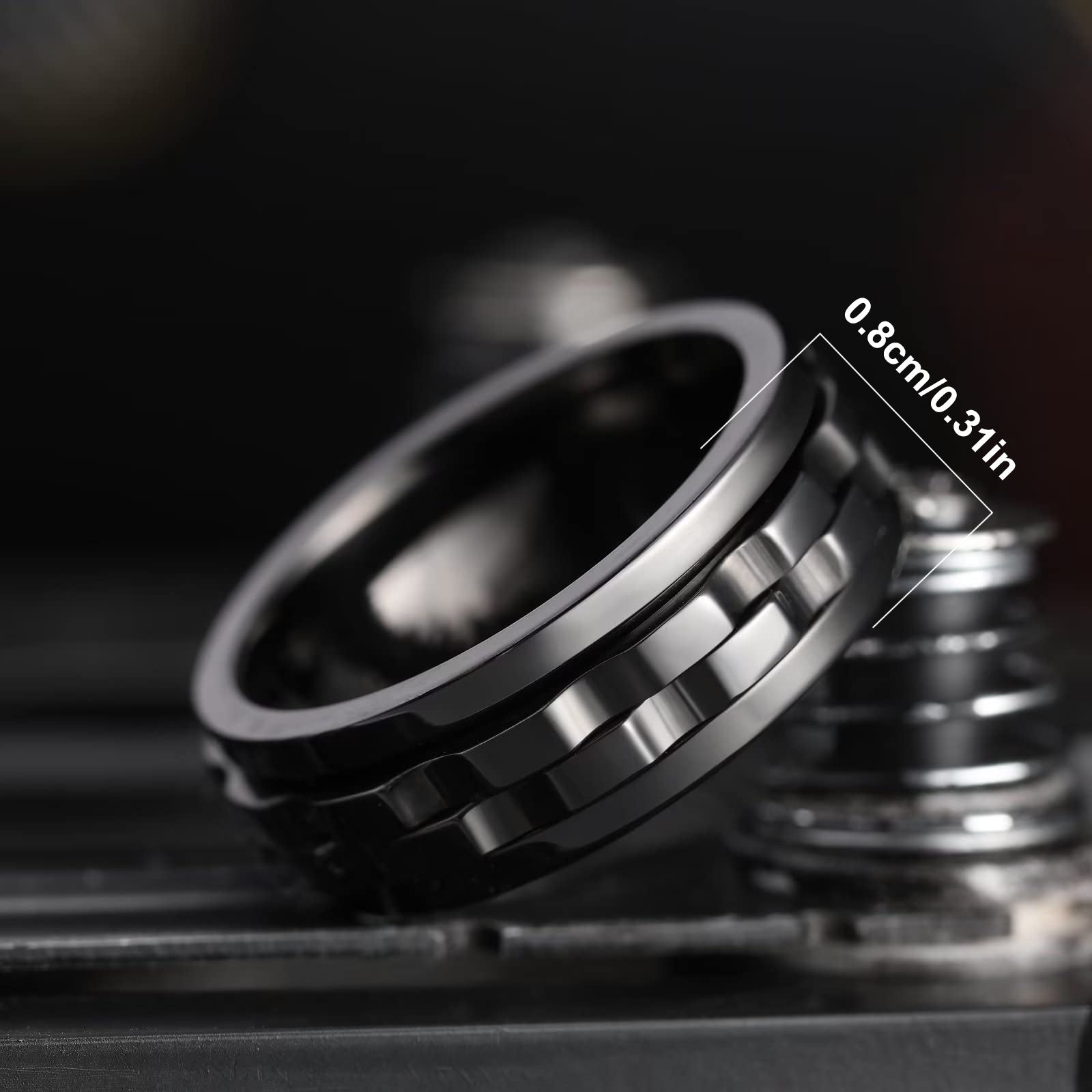 Fashion punk style gear rotating irritable ring, Stainless Steel chain rotating ring, Women's rock cycling party jewelry, simple and classic design, anti allergic and versatile for all occasions, suitable for daily wear and vacation