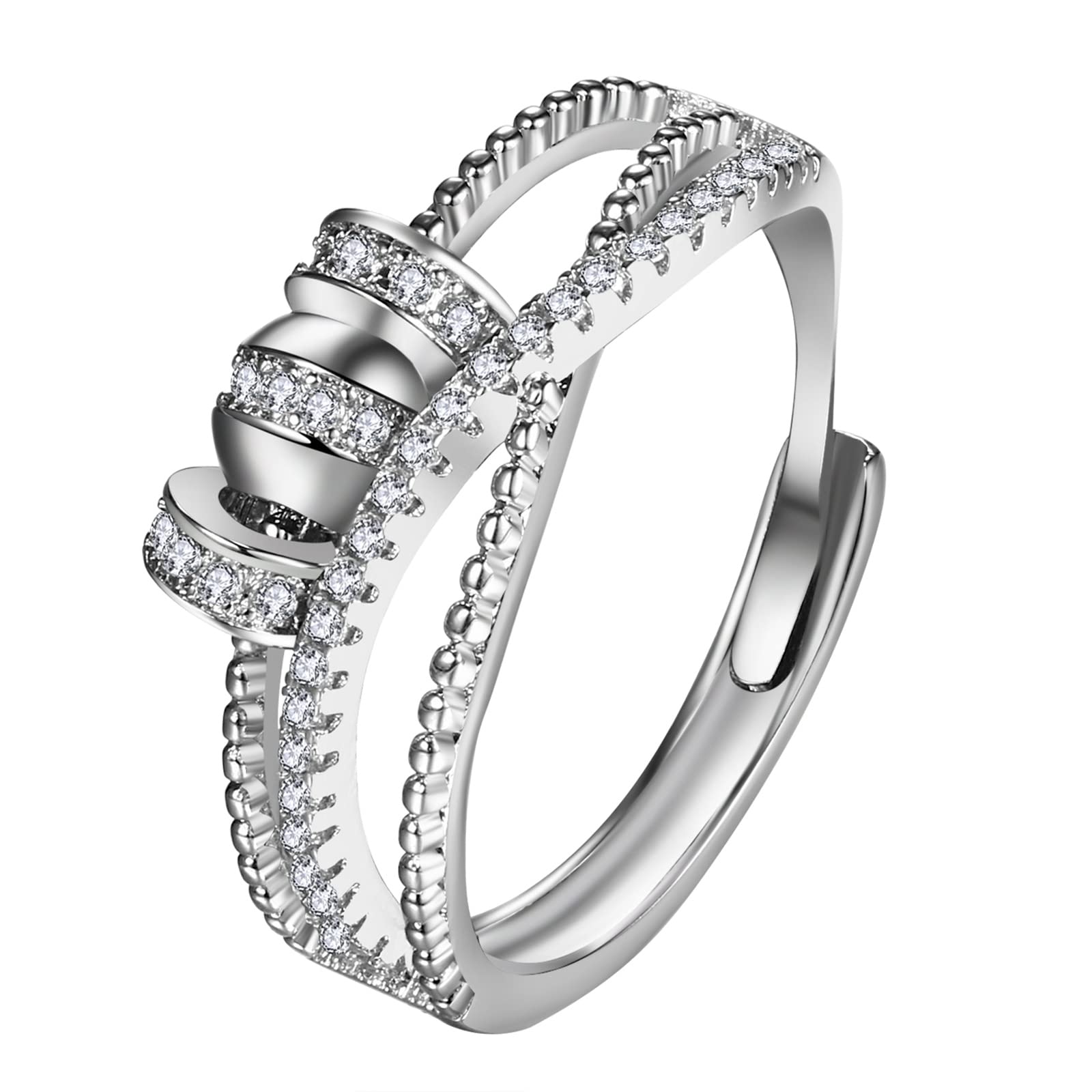 1pc JewelryWe Women's Hypoallergenic Stainless Steel Anxiety Fidget Spinner Ring - Adjustable Open Thumb Ring with Spinner Mechanism, Sensory Fidget, Durable & Rustproof for Casual Attire, Ideal Gift for Christmas, Weddings, Birthdays, Jewelry for Women