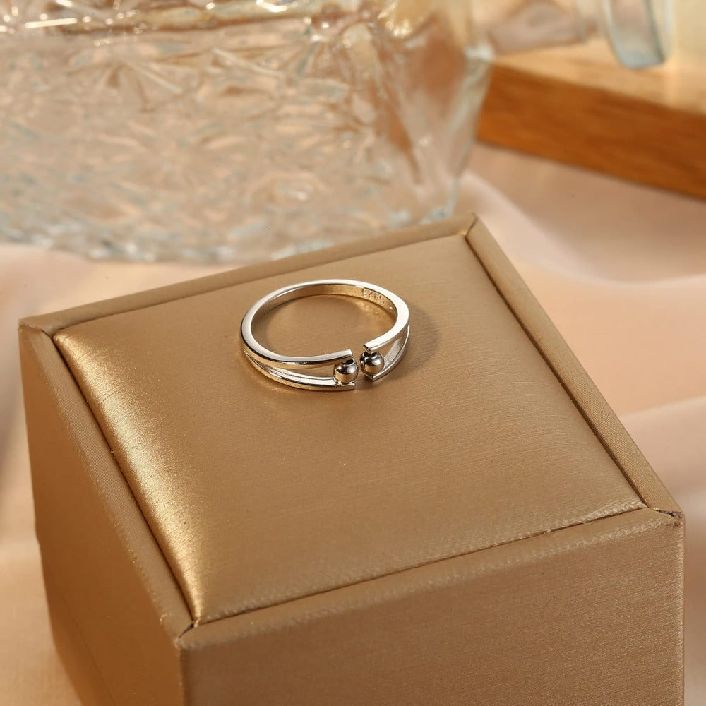 Adjustable Spinner Engagement Promise Ring - Interlocking Loop Design with Spinning Motion, Comfort Fit for &, Anniversary Wedding Birthday Gift, Durable Everyday Jewelry for Couples, Matching His & Hers Rings, Polished Shiny Finish, Interlocking Spinner