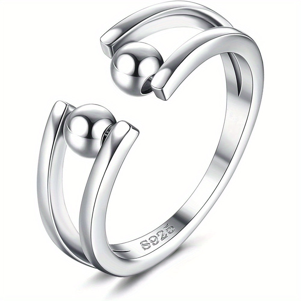 Adjustable Spinner Engagement Promise Ring - Interlocking Loop Design with Spinning Motion, Comfort Fit for &, Anniversary Wedding Birthday Gift, Durable Everyday Jewelry for Couples, Matching His & Hers Rings, Polished Shiny Finish, Interlocking Spinner