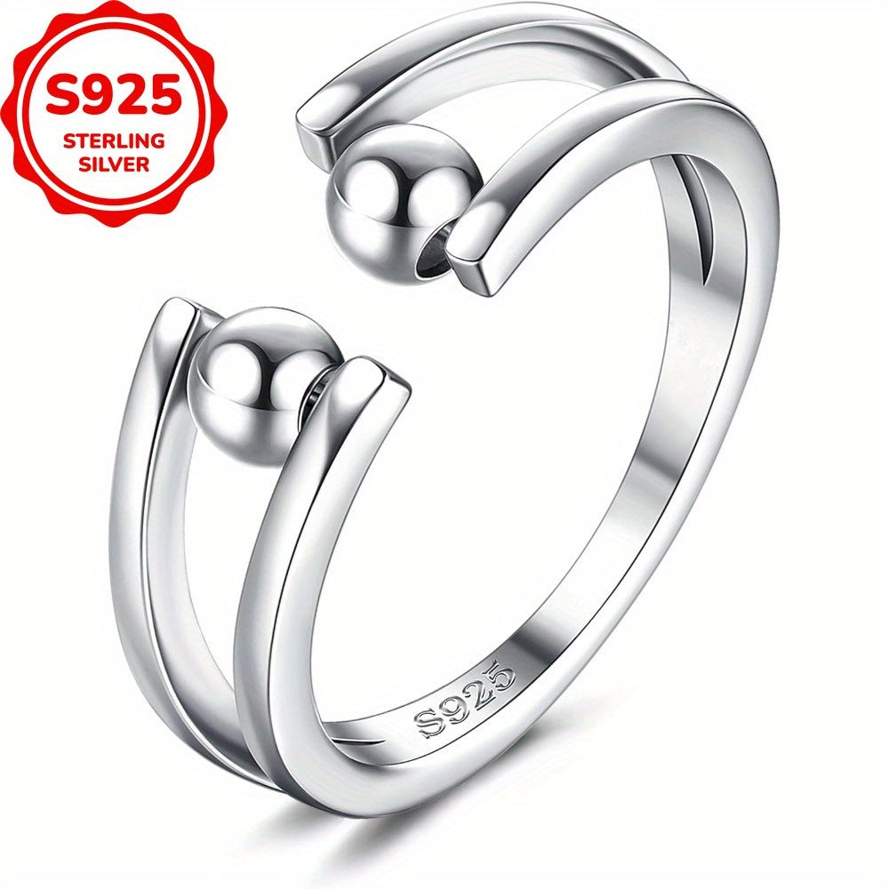 Adjustable Spinner Engagement Promise Ring - Interlocking Loop Design with Spinning Motion, Comfort Fit for &, Anniversary Wedding Birthday Gift, Durable Everyday Jewelry for Couples, Matching His & Hers Rings, Polished Shiny Finish, Interlocking Spinner