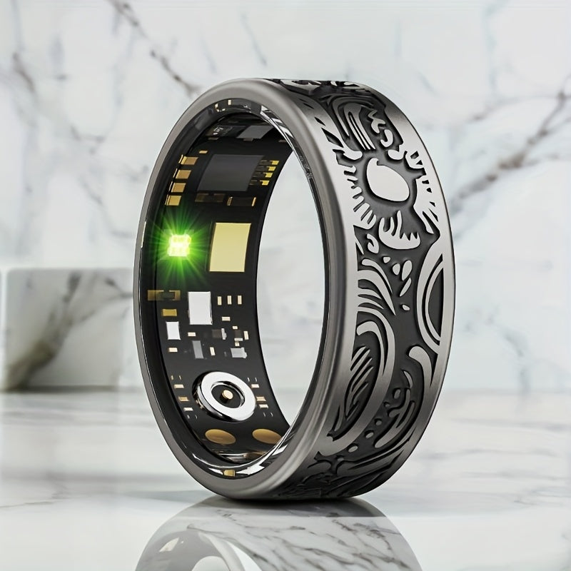 Shearly W9 Retro Smart Ring - Stainless Steel IP68, 3 Sports Modes (Step, Distance, Calories), Sleep Monitoring, Compatible with Android & for iPhone, Perfect Gift for Holidays & Birthdays, Fitness Tracking, Sleek Metallic Finish, Durable Band