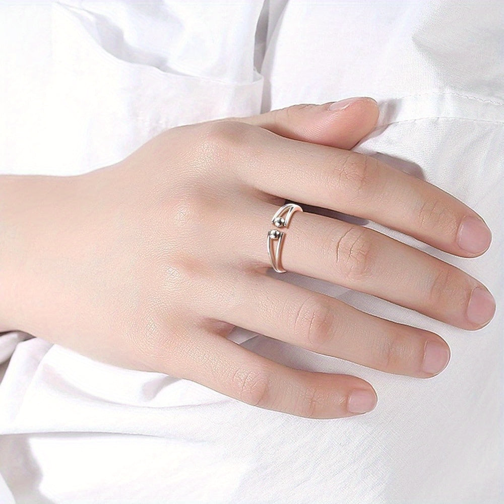 Adjustable Spinner Engagement Promise Ring - Interlocking Loop Design with Spinning Motion, Comfort Fit for &, Anniversary Wedding Birthday Gift, Durable Everyday Jewelry for Couples, Matching His & Hers Rings, Polished Shiny Finish, Interlocking Spinner